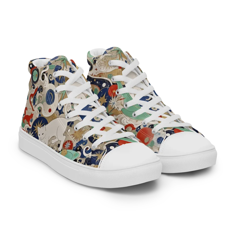Astral Whiskers on Men's High Top Canvas Shoes — Right Front