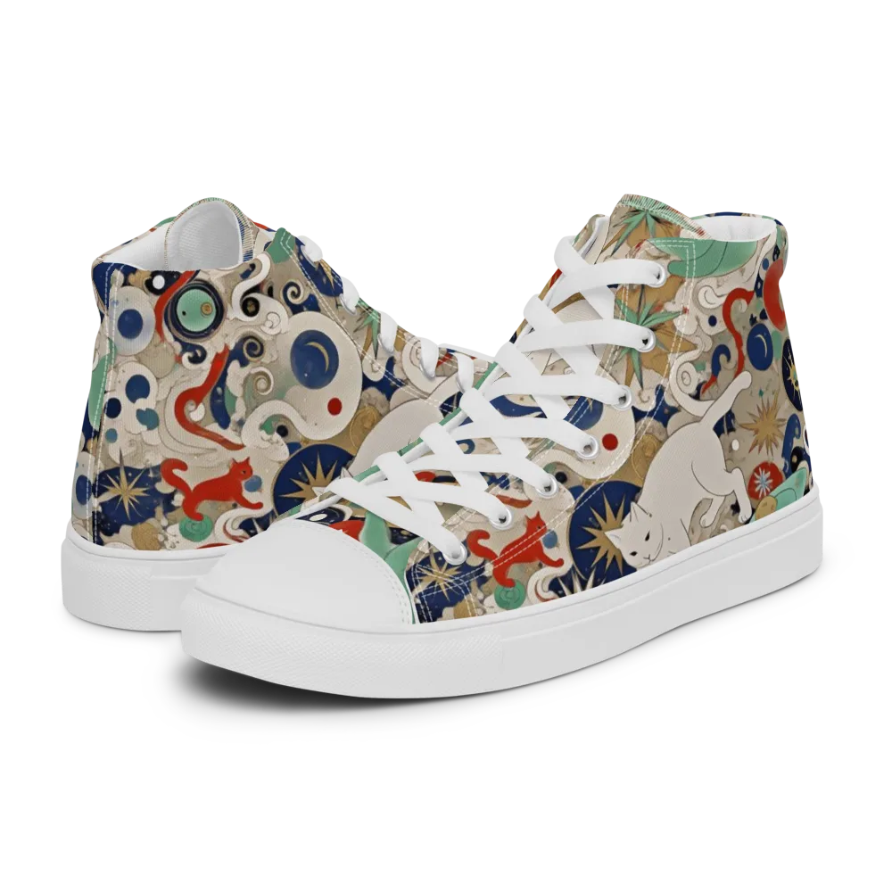 Astral Whiskers on Men's High Top Canvas Shoes — Left