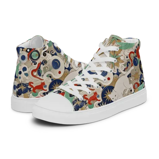 Astral Whiskers on a Men's High Top Canvas Shoes