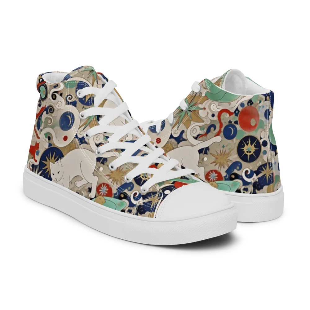 Astral Whiskers on Men's High Top Canvas Shoes — Right