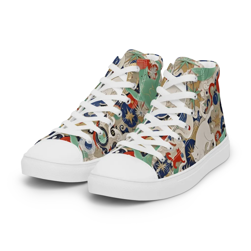 Astral Whiskers on Women's High Top Canvas Shoes — Left Front
