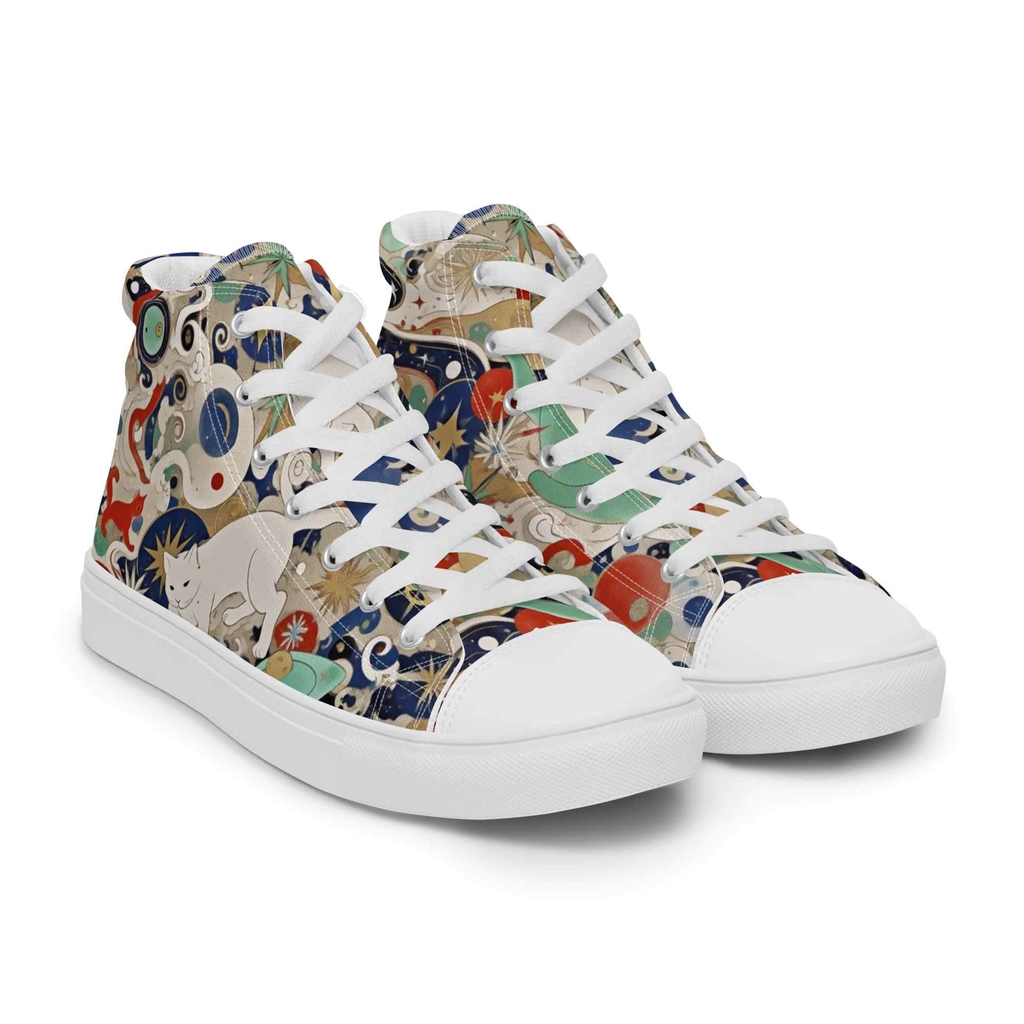 Astral Whiskers on Women's High Top Canvas Shoes — Right Front