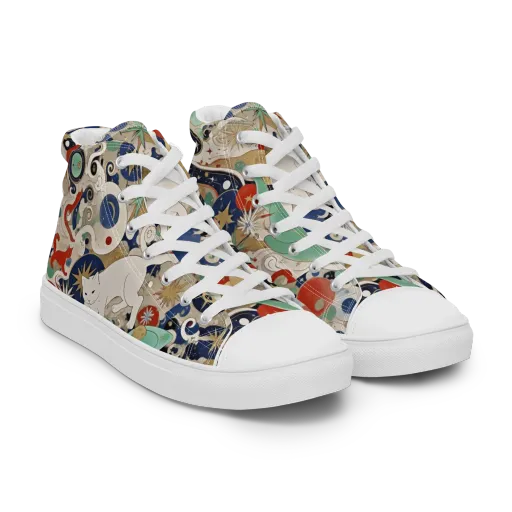Astral Whiskers on a Women's High Top Canvas Shoes