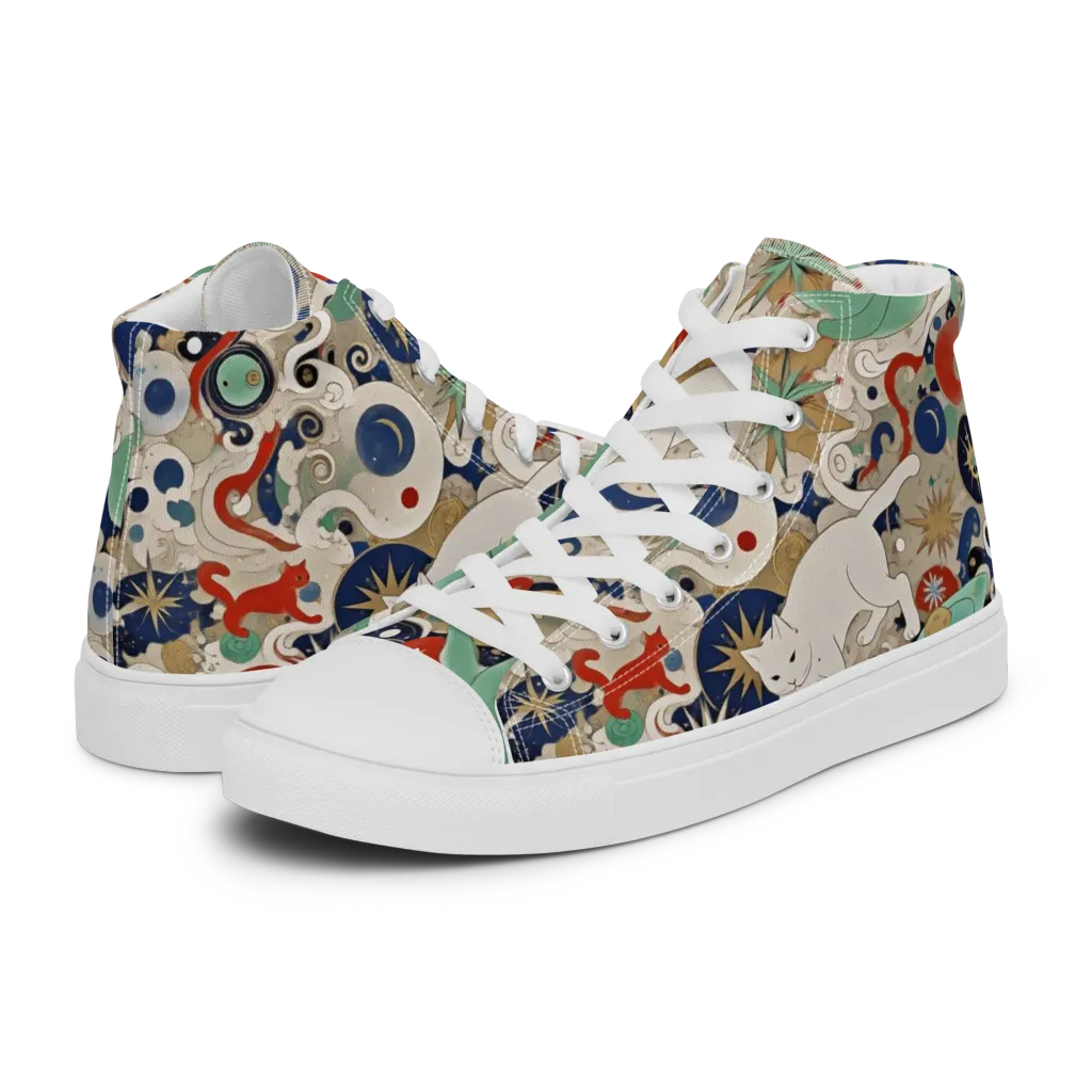 Astral Whiskers on Women's High Top Canvas Shoes — Left