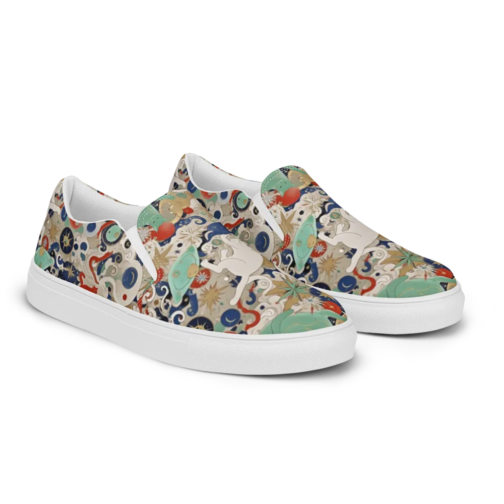 Astral Whiskers on Men's Slip-On Canvas Shoes — Right Front