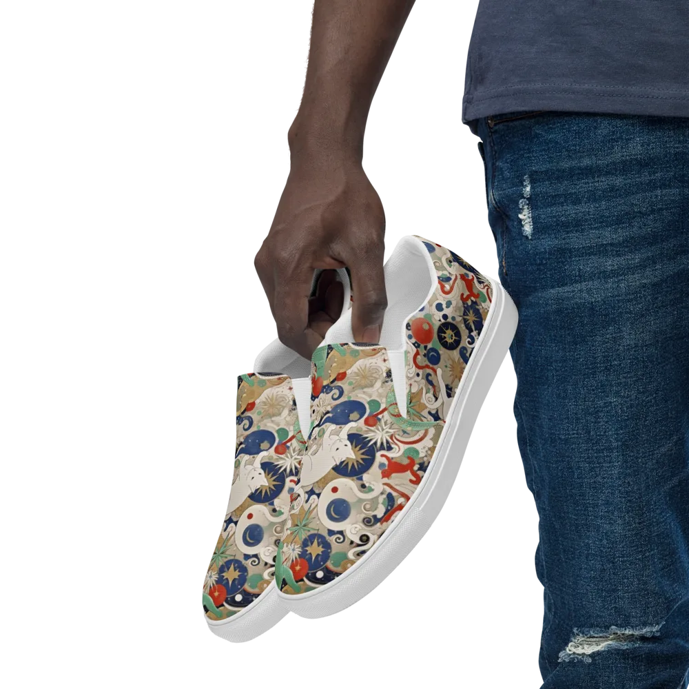 Astral Whiskers on Men's Slip-On Canvas Shoes — Left Front