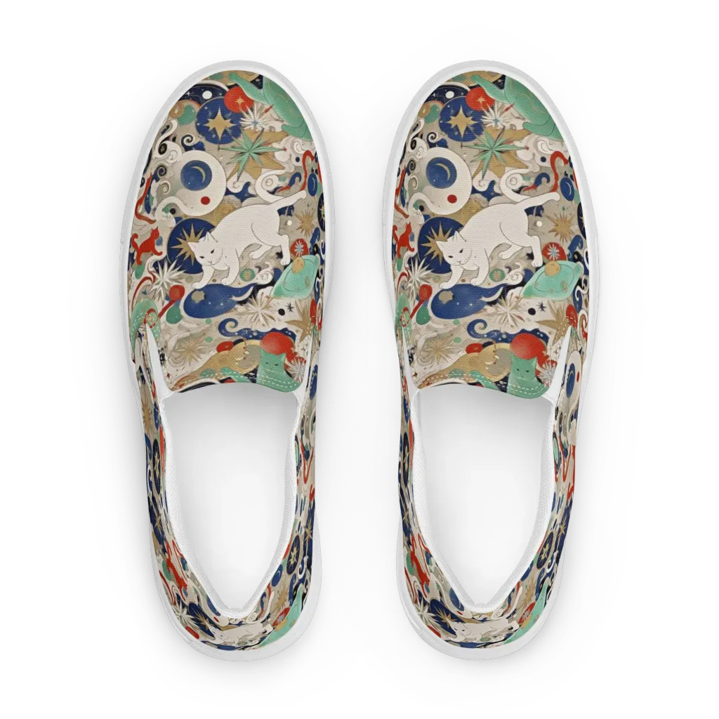 Astral Whiskers on Women's Slip-On Canvas Shoes — Front