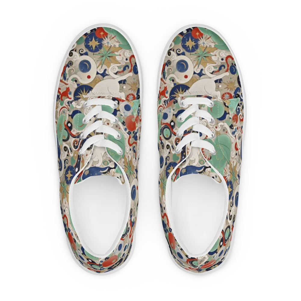 Astral Whiskers on Men's Lace-Up Canvas Shoes — Front