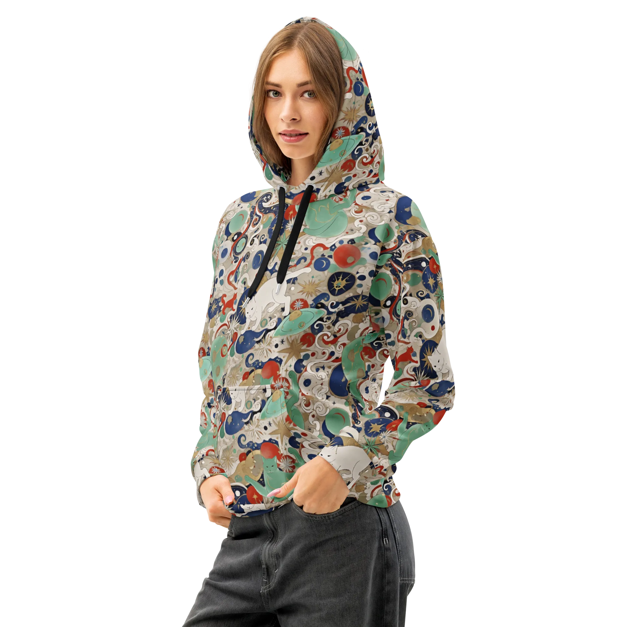 Astral Whiskers on Cotton Hoodie — Left Front