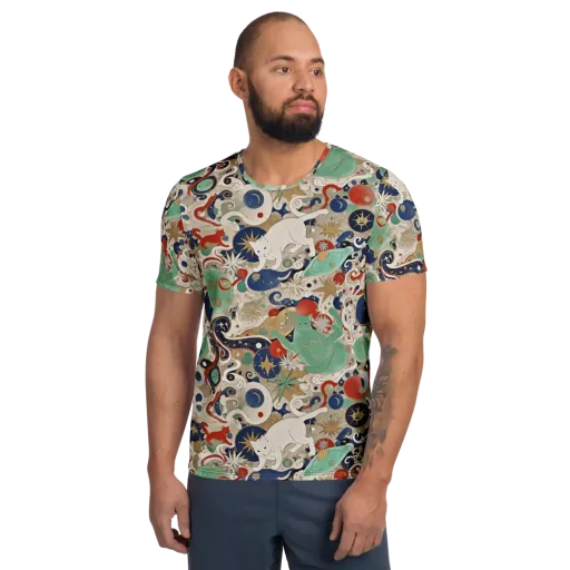 Astral Whiskers on a Men's Athletic T-Shirt