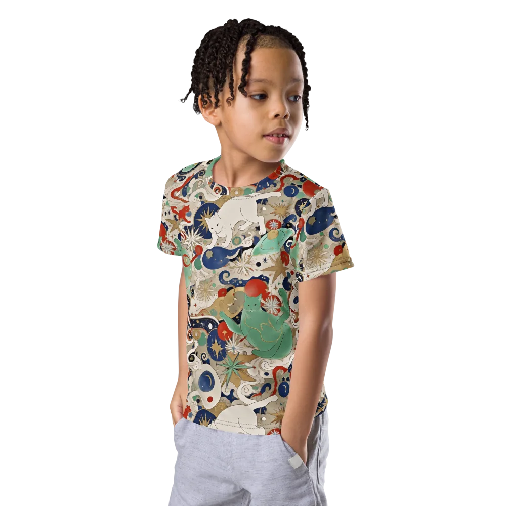 Astral Whiskers on Kids Crew Neck T-Shirt — Left Front