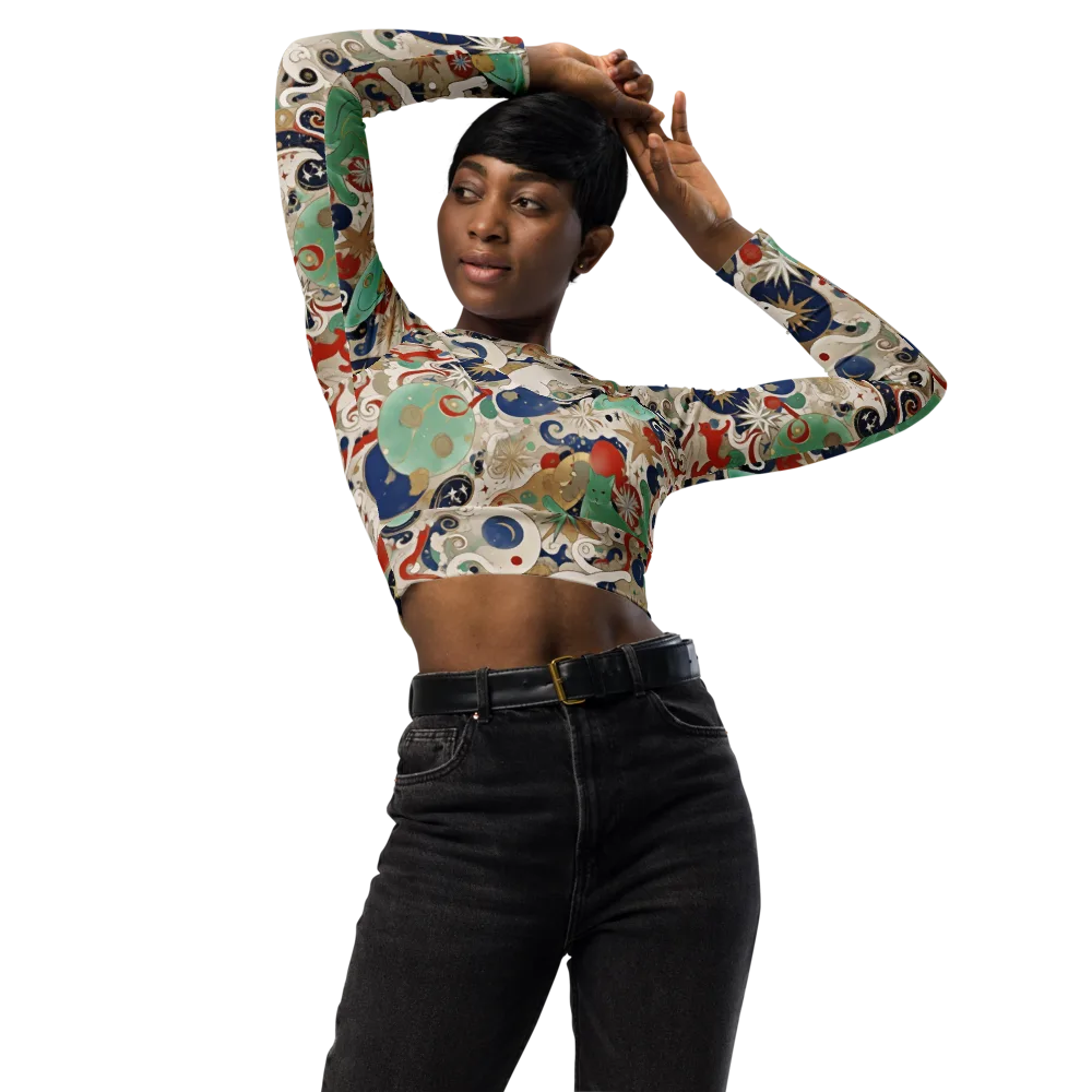 Astral Whiskers on Long Sleeve Crop Top — Front