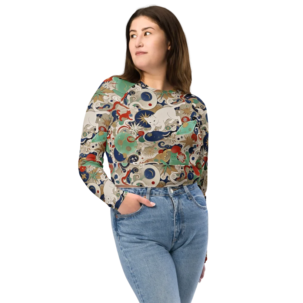 Astral Whiskers on Long Sleeve Crop Top — Front