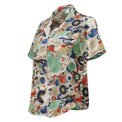 Astral Whiskers on a Women's Short Sleeve Pajama Top