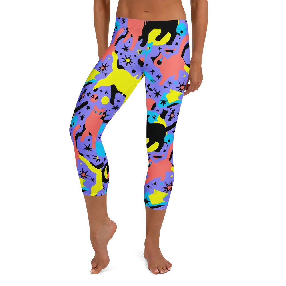 Lunar Meowdown on Capri Leggings — Front
