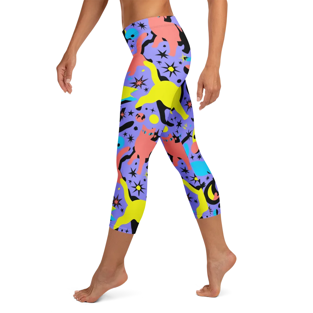 Lunar Meowdown on Capri Leggings — Left