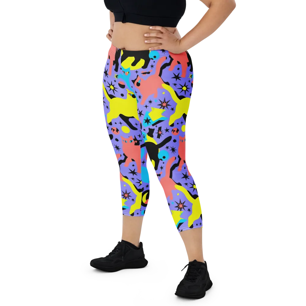 Lunar Meowdown on Capri Leggings — Front