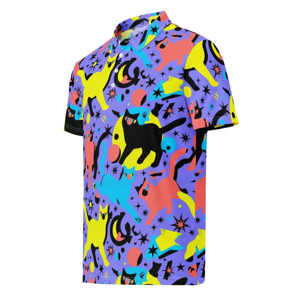 Lunar Meowdown on Men's Slim Fit Polo Shirt — Left Front