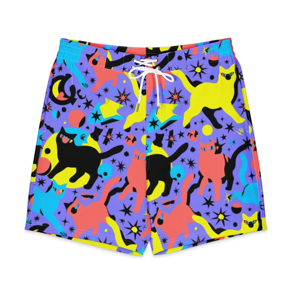 Lunar Meowdown on Men's Board Shorts — Front
