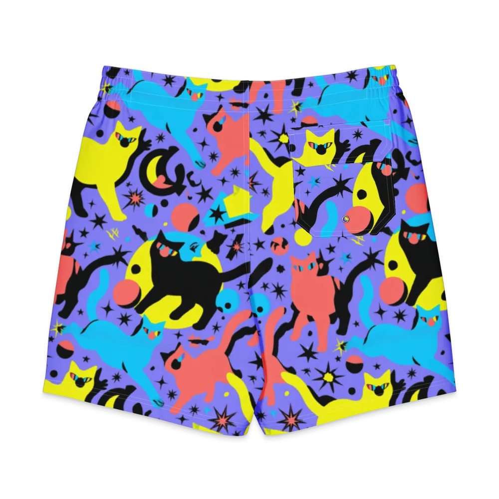 Lunar Meowdown on Men's Board Shorts — Back