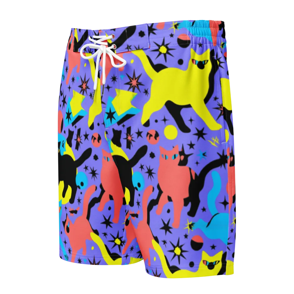 Lunar Meowdown on Men's Board Shorts — Front