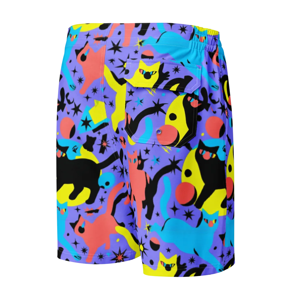 Lunar Meowdown on Men's Board Shorts — Back