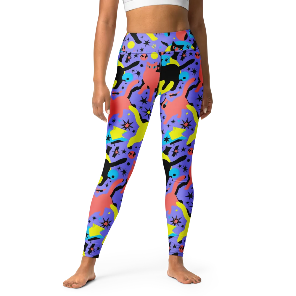 Lunar Meowdown on Yoga Leggings — Front