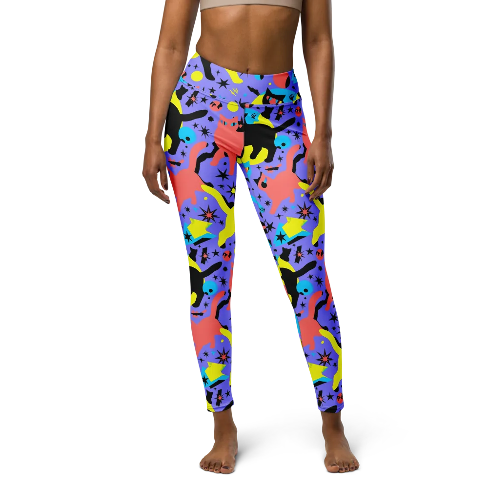 Lunar Meowdown on Yoga Leggings — Front