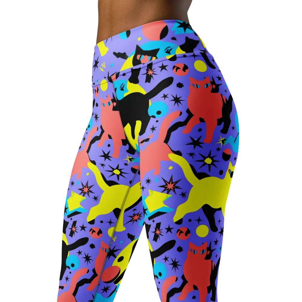 Lunar Meowdown on Yoga Leggings — Left Front