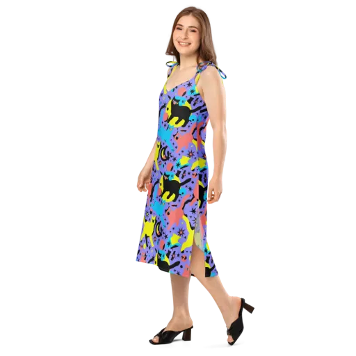 Lunar Meowdown on a Slip Dress