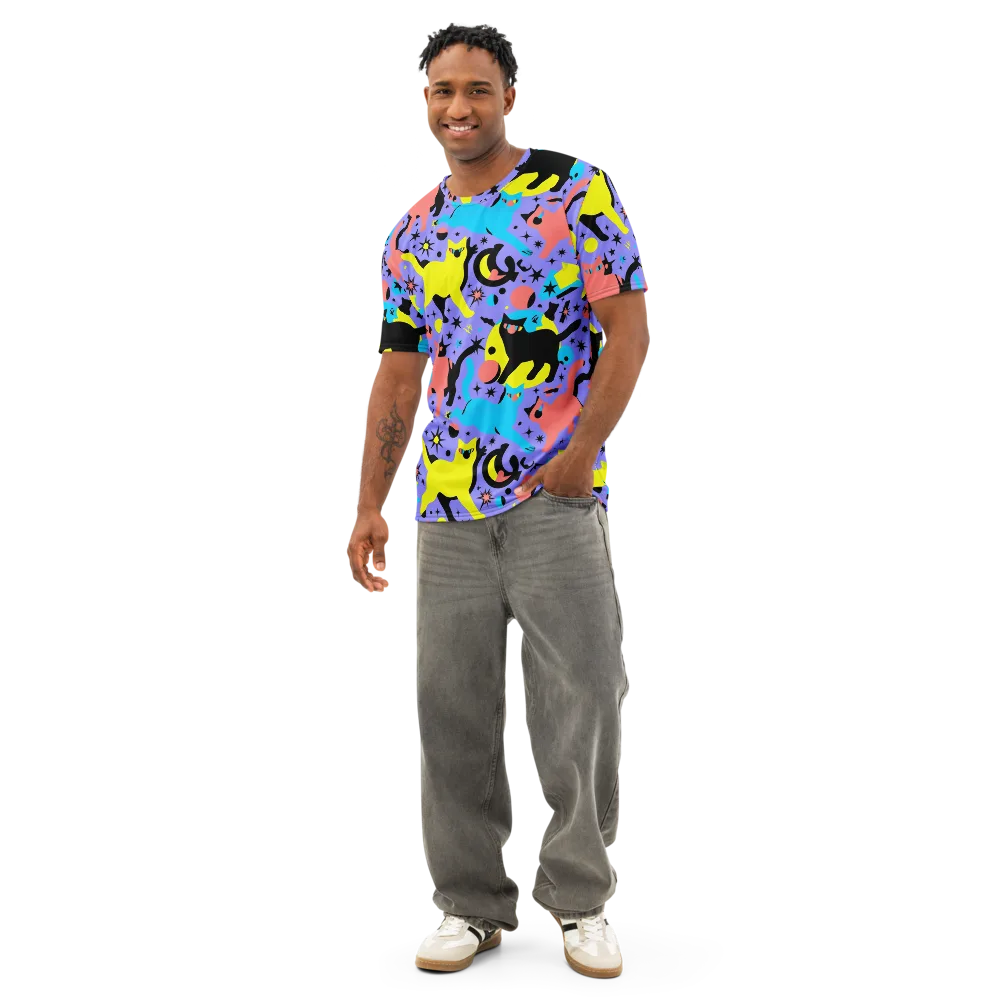 Lunar Meowdown on Men's Cotton Crew Neck T-Shirt — Front