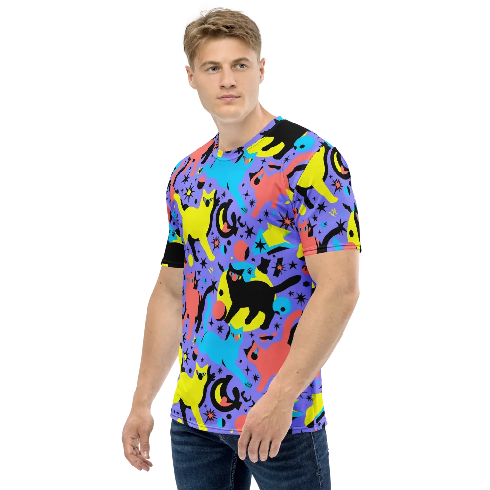 Lunar Meowdown on Men's Crew Neck T-Shirt — Left