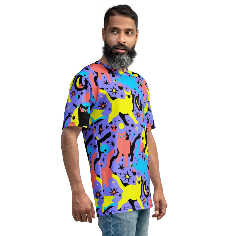 Lunar Meowdown on Men's Crew Neck T-Shirt — Right