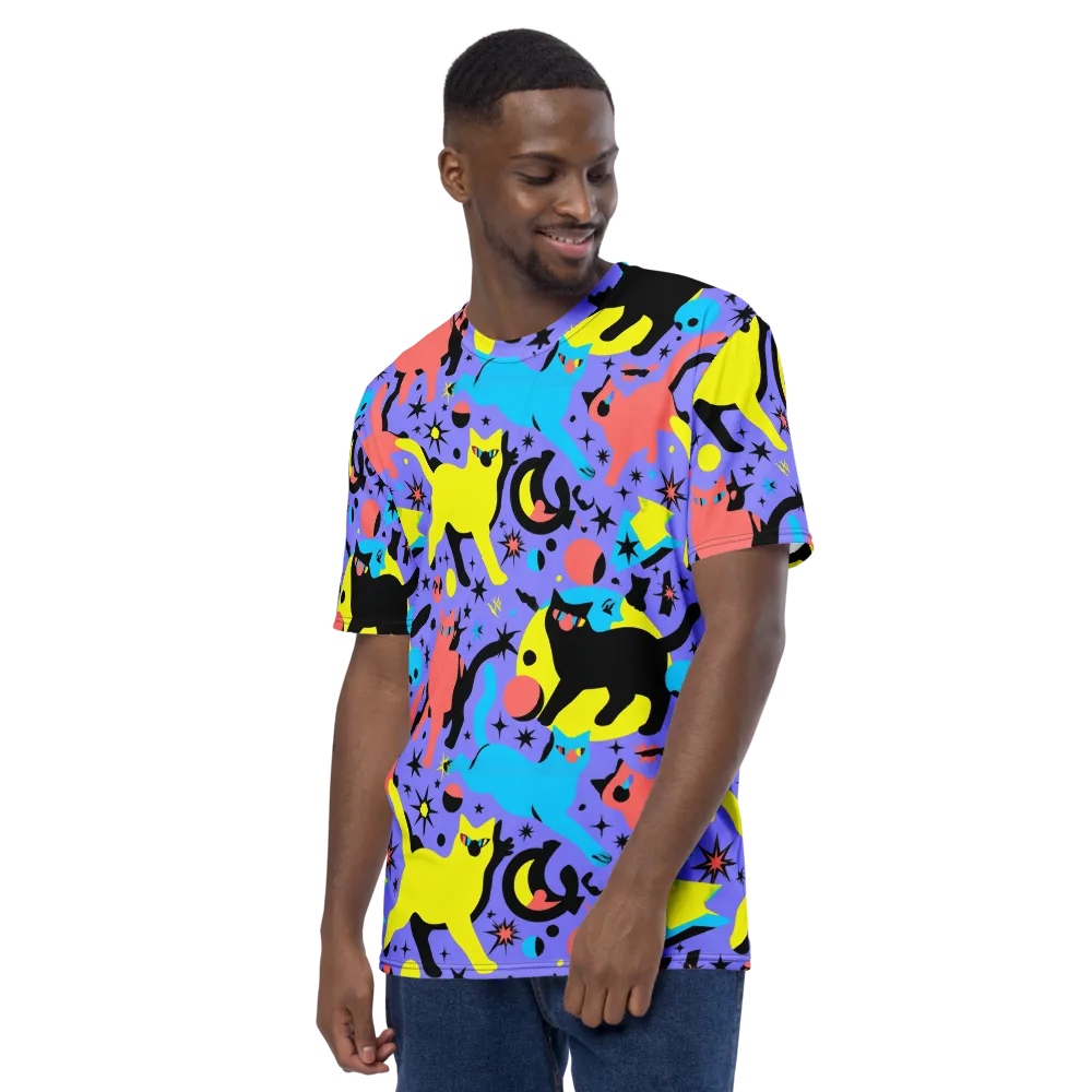 Lunar Meowdown on Men's Crew Neck T-Shirt — Left