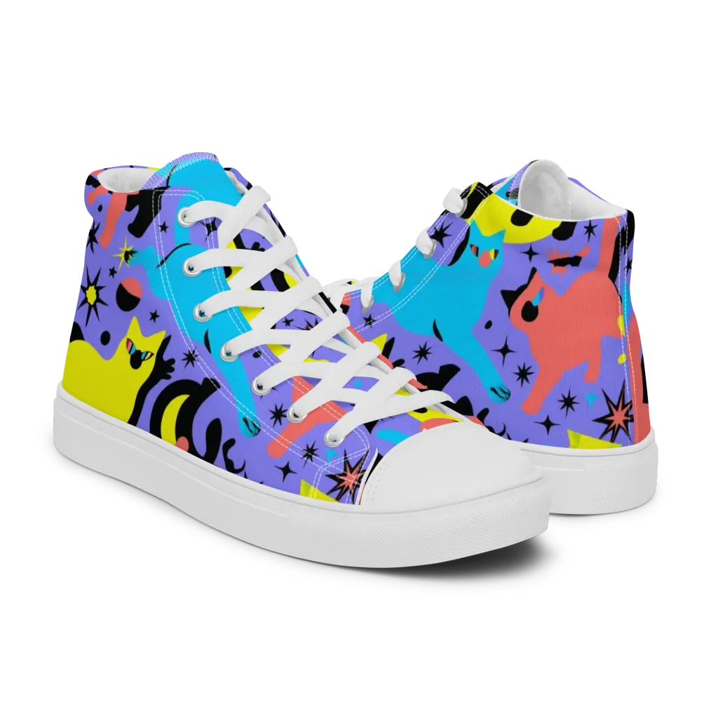Lunar Meowdown on Men's High Top Canvas Shoes — Right