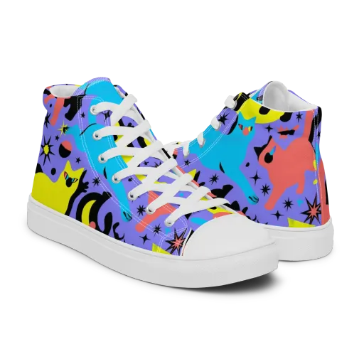 Lunar Meowdown on a Men's High Top Canvas Shoes