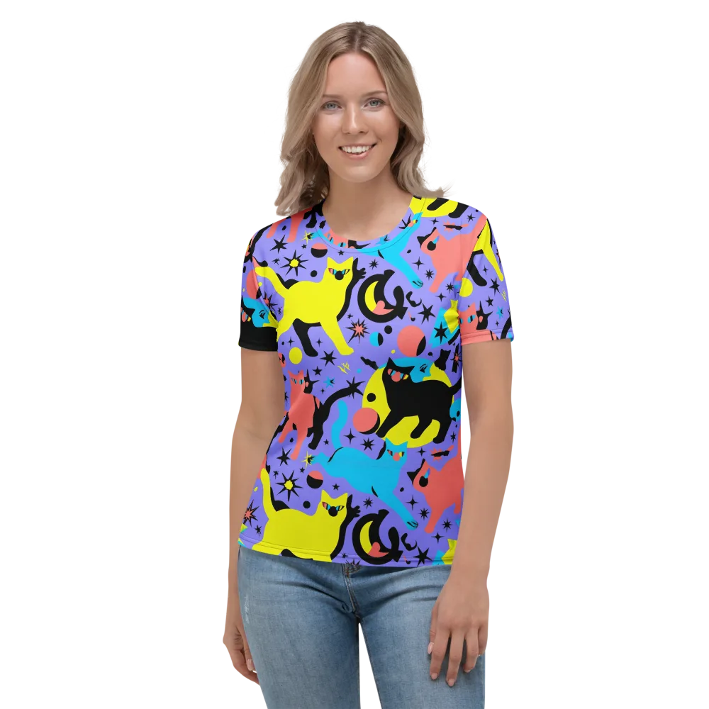 Lunar Meowdown on Women's Crew Neck T-Shirt — Front