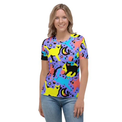 Lunar Meowdown on a Women's Crew Neck T-Shirt