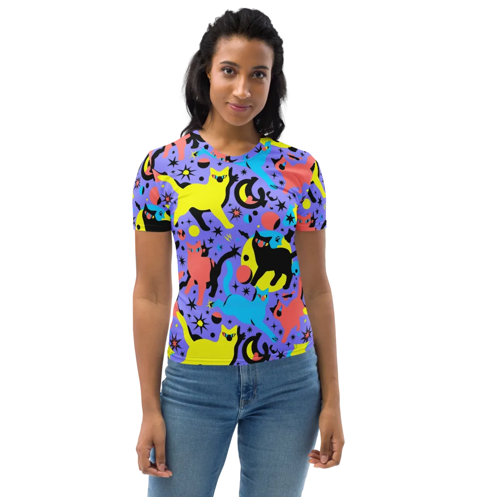 Lunar Meowdown on Women's Crew Neck T-Shirt — Front