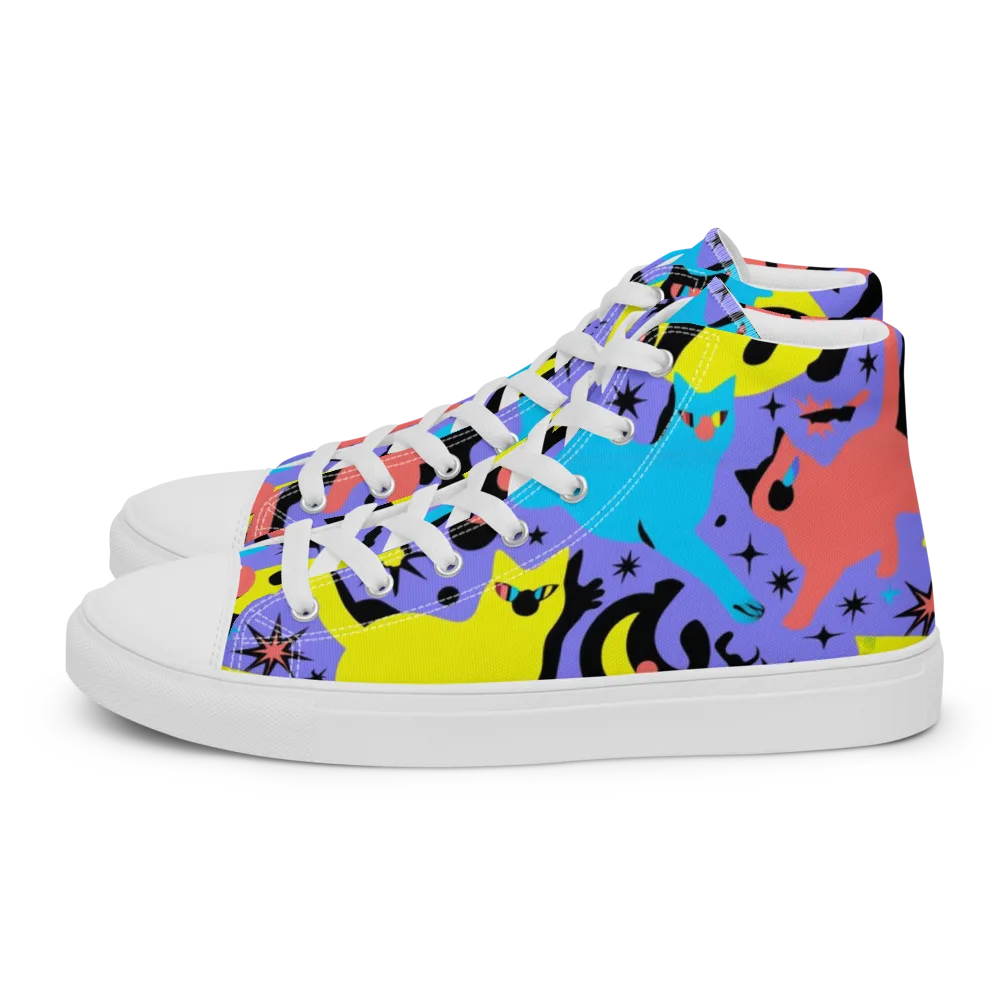 Lunar Meowdown on Women's High Top Canvas Shoes — Left
