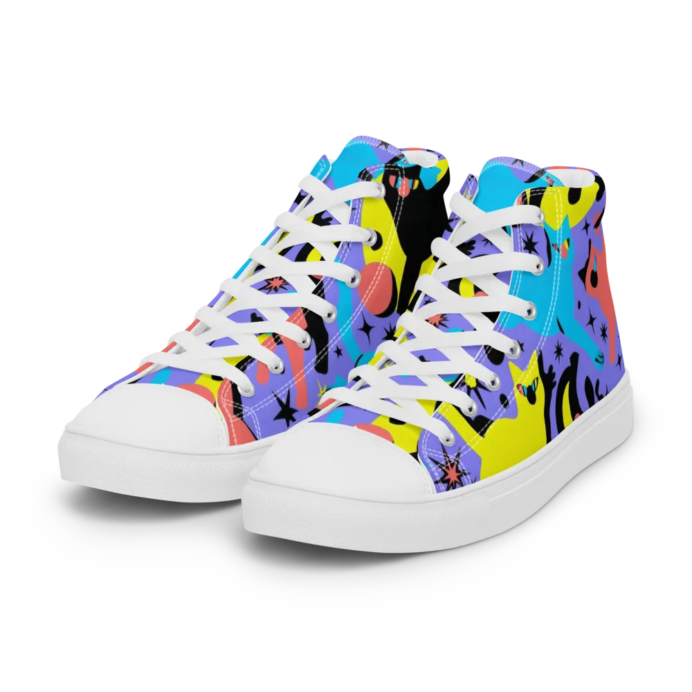 Lunar Meowdown on Women's High Top Canvas Shoes — Left Front