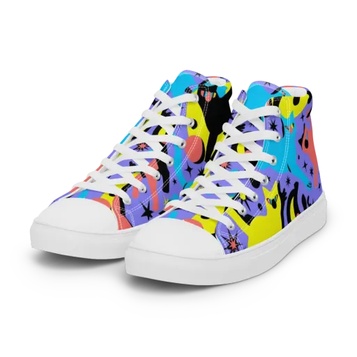 Lunar Meowdown on a Women's High Top Canvas Shoes