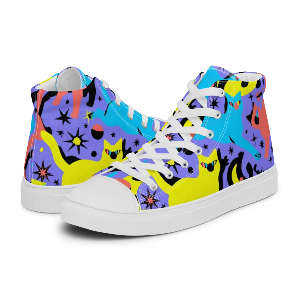 Lunar Meowdown on Women's High Top Canvas Shoes — Left