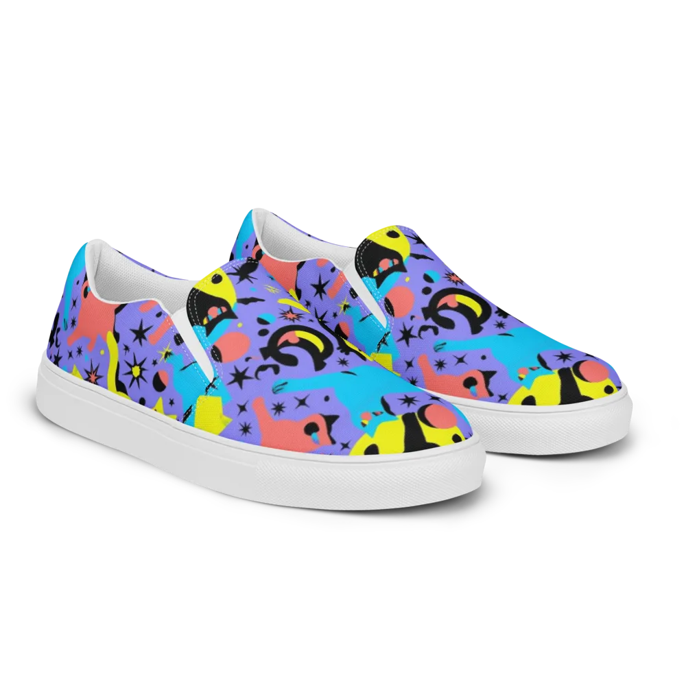 Lunar Meowdown on Men's Slip-On Canvas Shoes — Right Front