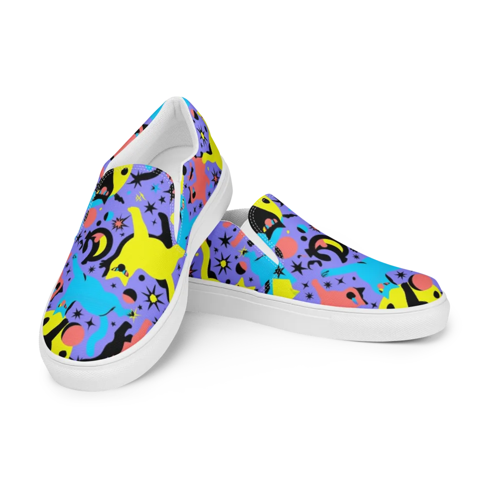 Lunar Meowdown on Men's Slip-On Canvas Shoes — Left Front