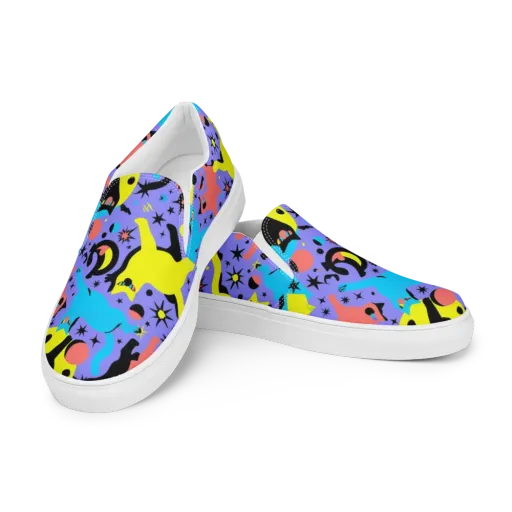 Lunar Meowdown on a Men's Slip-On Canvas Shoes