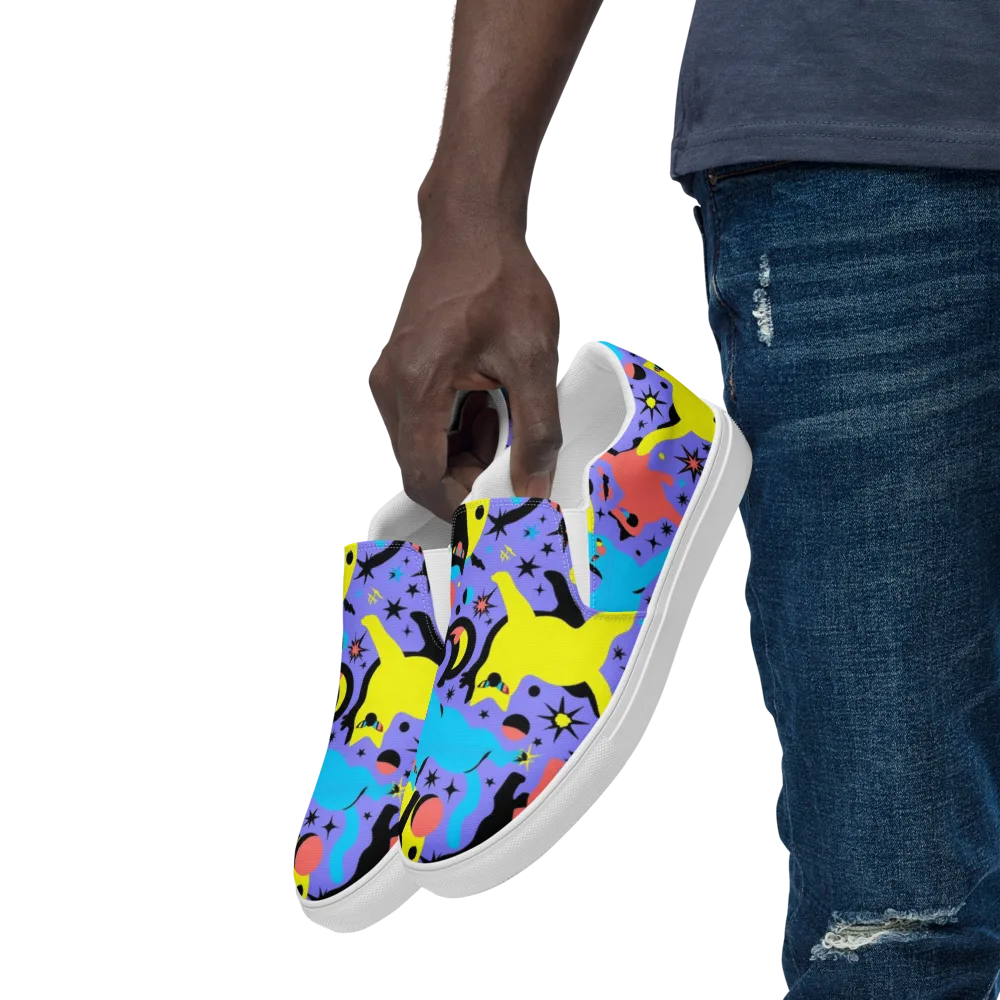 Lunar Meowdown on Men's Slip-On Canvas Shoes — Left Front
