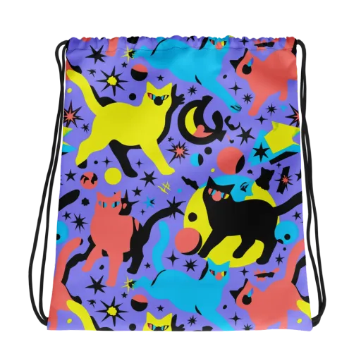 Lunar Meowdown on a Drawstring Bag