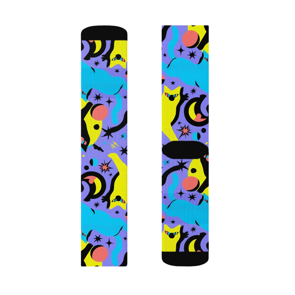 Lunar Meowdown on Socks — Right Sock