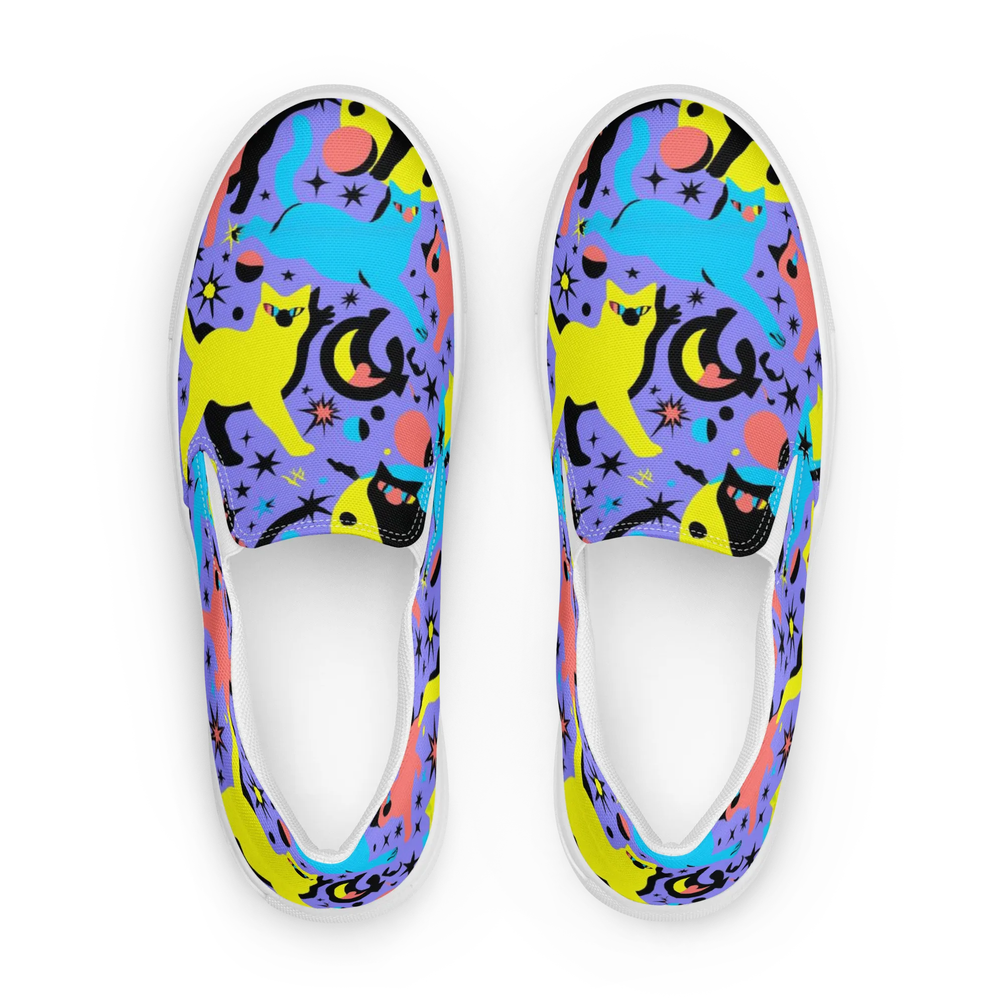 Lunar Meowdown on Women's Slip-On Canvas Shoes — Front